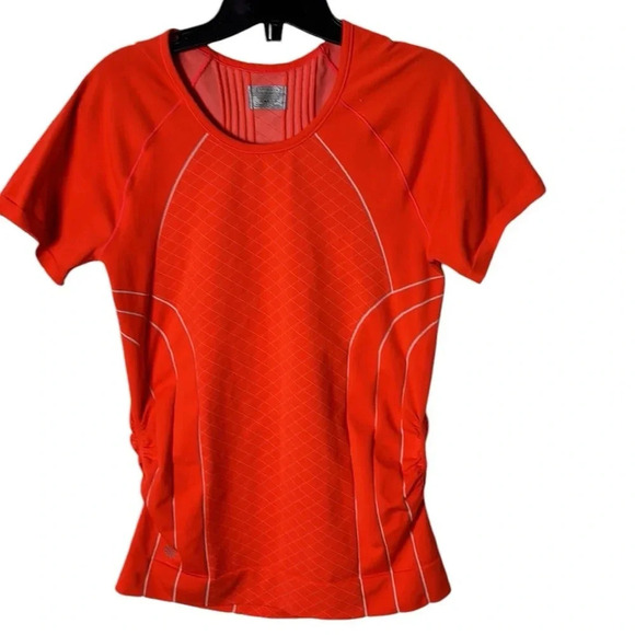Athleta T shirt,  women Large . Coral,shirred sides , fitted , activewear, gym - Picture 1 of 14